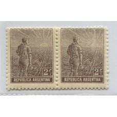 ARGENTINA 1911 GJ 321b PAREJA DE ESTAMPILLAS NUEVAS CON GOMA VARIEDAD CON Y SIN FILIGRANA U$ 15